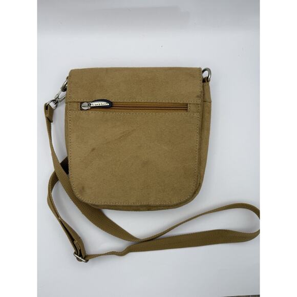 Travelon Tan Faux Suede Crossbody/Waist Pack Organizer, RFID, Flap - Picture 1 of 14